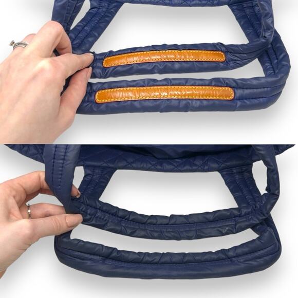 MZ Wallace Metro Tote Quilted Navy Blue Dual Handle Travel Work Everyday Bag - Picture 5 of 12